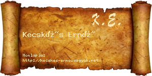 Kecskés Ernő névjegykártya